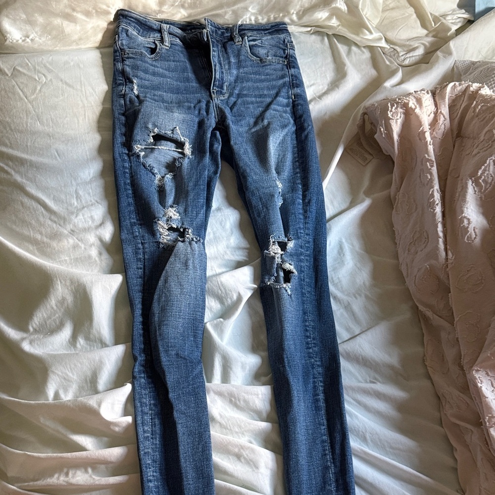 American Eagle Outfitters Ripped Blue Jeggings